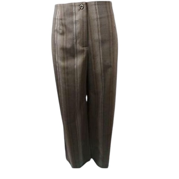 Di Vita Brown Black Pin Stripe Stretch Wide Leg Dress Pants 12 Large XL - Picture 3 of 9